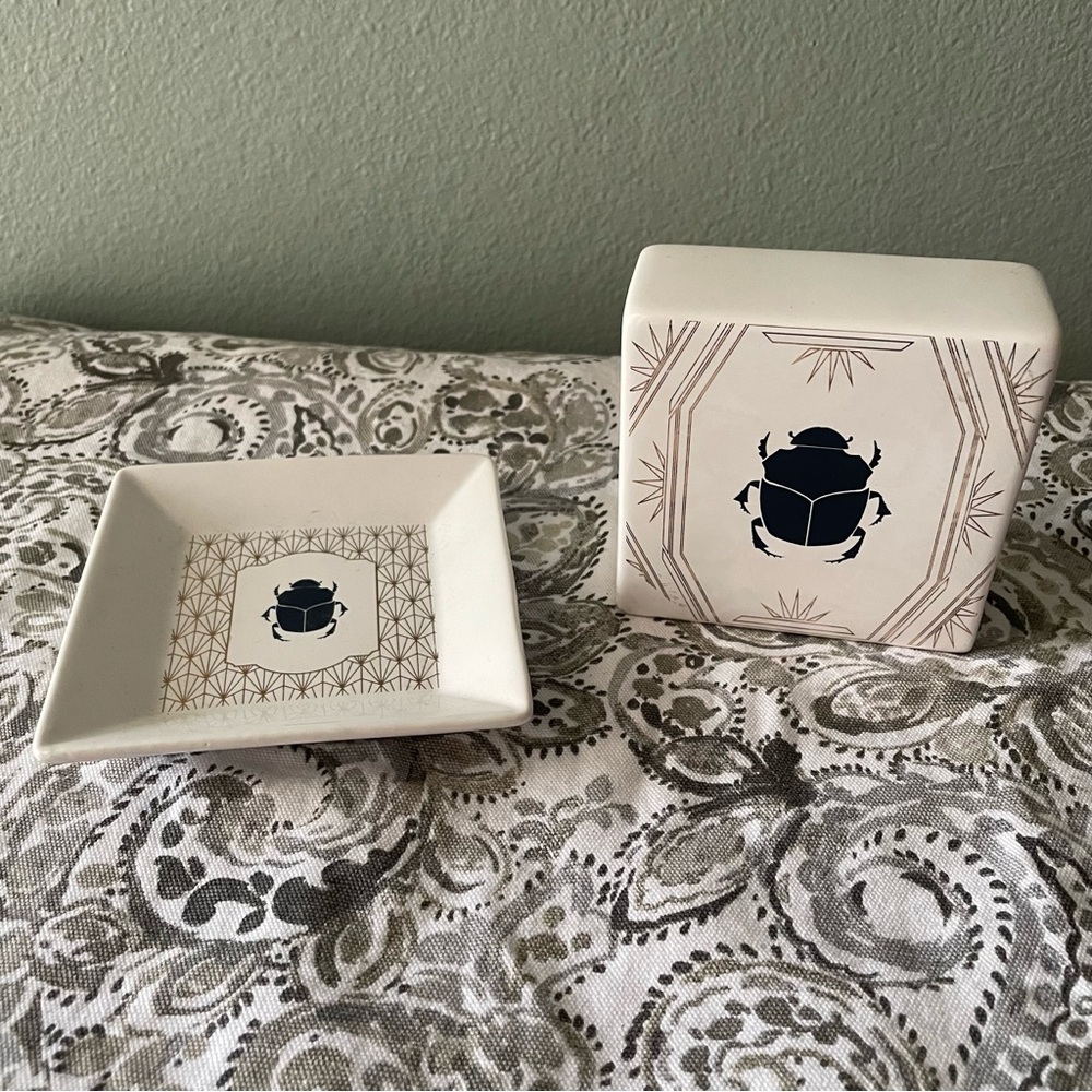 At Home | Beetle Decorative Trinket Dish and Stand, Halloween Spooky